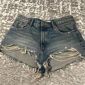 Zara Distressed Denim Shorts